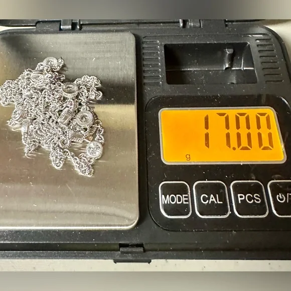 JUDITH RIPKA 925 Sterling Silver CZ Diamonique Station Chain Necklace; 36”